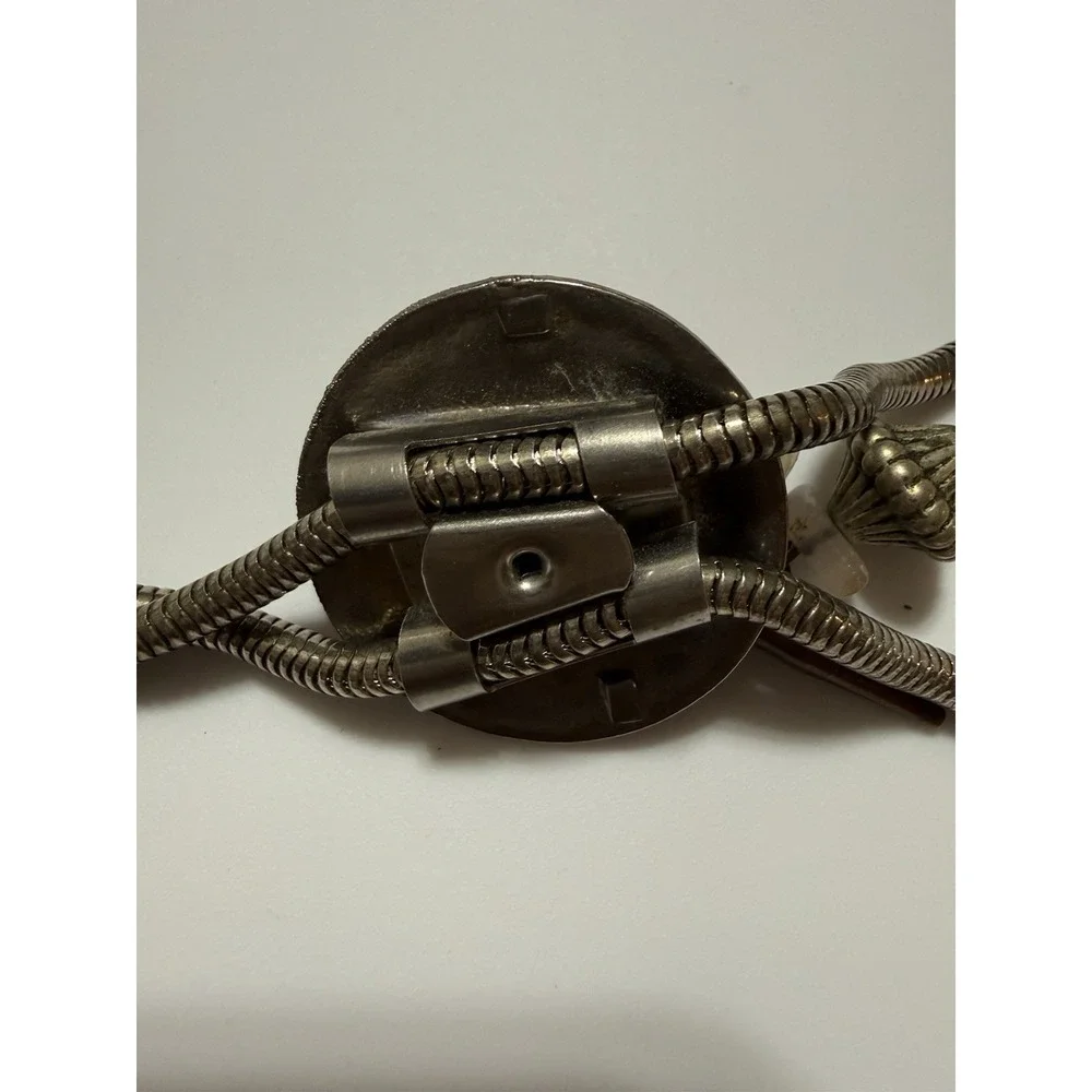 Vintage Circular Copper Look Pendant Bolo Tie On Chain Pierced Earrings Unique